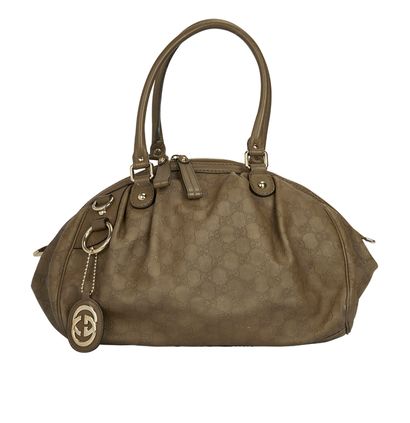 Gucci GG Medium Sukey Boston Bag, &pound;350, Handbags, Brown, Leather, Front view